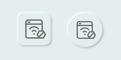 Wifi bloquer ligne icône dans néomorphe conception style. sans fil panneaux vecteur illustration.
