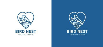 moderne abstrait l'amour des oiseaux nid logo conception vecteur