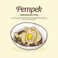 main tiré pempek palembang illustration vecteur