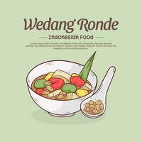 main tiré Wedang ronde illustration. gingembre boire. indonésien nourriture vecteur