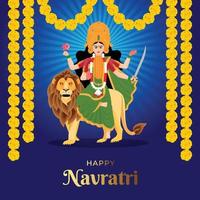 illustration de devi durga dans happy navratri, happy durga puja avec un beau fond bleu vecteur