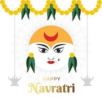 joyeux navratri, visage de la déesse durga dans joyeux durga puja subh navratri avec mandala en arrière-plan vecteur