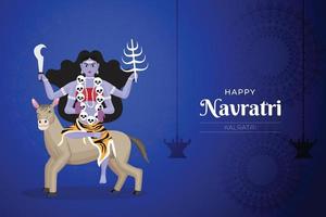 joyeux voeux de navratri, art conceptuel de navratri, illustration de 9 avatars de la déesse durga, vecteur de kalratri