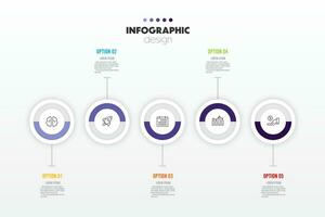 vecteur cercle chronologie infographie modèle pour présentations et affaires concept graphiques avec 5 options.