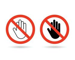 interdit signe avec Arrêtez main glyphe icône. panneaux de limites. vecteur Arrêtez signe icône. non entrée interdiction. faire ne pas toucher icône.