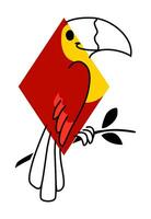 dessin animé toucan oiseau personnage math forme, rhombe vecteur