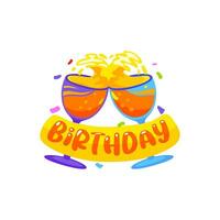 content anniversaire vecteur badge avec tintement des lunettes