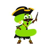 dessin animé marrant nombre 2 pirate ou corsaire personnage vecteur