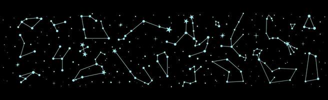 nuit ciel carte, étoile constellations vecteur frontière