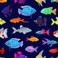 dessin animé aquarium marrant des poissons sans couture modèle vecteur
