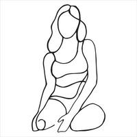vecteur dessin de une femme, femme corps contour. abstrait dessin dans ligne art style