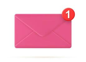 3d fermé courrier enveloppe icône avec marqueur Nouveau message isolé sur blanc Contexte. entrant courrier notifier, bulletin et en ligne email concept. 3d enveloppe rendre. vecteur illustration