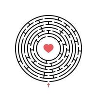 labyrinthe rond noir avec entrée et sortie. un jeu intéressant et utile pour les enfants. illustration vectorielle plane simple isolée sur fond blanc. vecteur