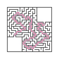 labyrinthe carré noir avec entrée et sortie. un jeu intéressant et utile pour les enfants. illustration vectorielle plane simple isolée sur fond blanc. avec une place pour vos dessins. avec la réponse. vecteur