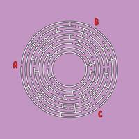 labyrinthe rond abstrait. jeu pour les enfants. casse-tête pour enfants. plusieurs entrées, une sortie. énigme du labyrinthe. illustration vectorielle plane simple isolée sur fond de couleur. avec place pour votre image. vecteur