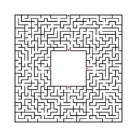 labyrinthe carré abstrait noir avec une place pour votre image. un jeu intéressant et utile pour les enfants. une simple illustration vectorielle plane isolée sur fond blanc. vecteur