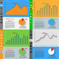 ensemble de Facile infographie tableau de bord modèle avec plat conception graphiques et graphiques vecteur