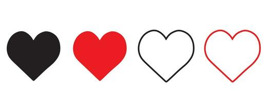 l'amour cœur symbole icône collection. l'amour illustration ensemble avec solide et contour vecteur cœurs. eps dix. vecteur