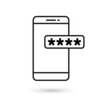 icône du design plat de téléphone portable avec signe de mot de passe. vecteur