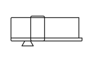 illustration vectorielle linéaire des appareils pour la programmation Web réactive. vecteur