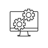 modèle de logo de réparation d'ordinateur. conception de vecteur de développement logiciel. service de bureau
