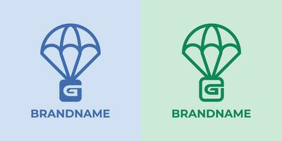 initiale g largage logo ensemble, génial pour affaires en relation à largage ou parachutes avec g initiale vecteur