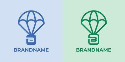 initiale b largage logo ensemble, génial pour affaires en relation à largage ou parachutes avec b initiale vecteur