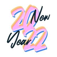 2022 nouvel an. texte calligraphique vectoriel 2022. conception de concept de noël et bonne année avec texte de pinceau de calligraphie sur fond blanc. lettrage dessiné à la main