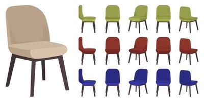 jolie belle chaise de bureau pour la maison et le bureau avec différentes positions et couleurs de pose vecteur