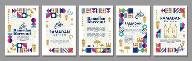 islamique salutation carte ensemble modèle avec Ramadan pour fond d'écran conception affiche, médias bannière vecteur