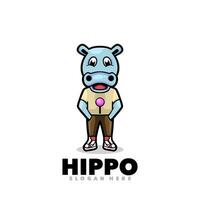 hippopotame mascotte dessin animé logo vecteur