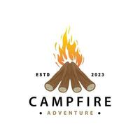 conception bois et feu, logo feu de camp feu vecteur camping aventure ancien illustration