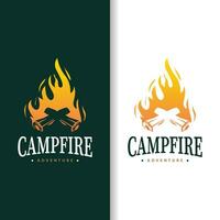 conception bois et feu, logo feu de camp feu vecteur camping aventure ancien illustration