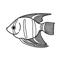 main tiré dessin animé vecteur illustration poisson ange icône isolé sur blanc Contexte