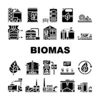 la biomasse énergie plante vert Icônes ensemble vecteur