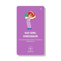 mignonne enfant fille dinosaure vecteur