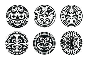 rond maori tatouage ornement africain Maya aztèque ethnique tribal style vecteur