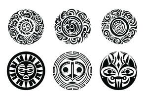 rond maori tatouage ornement africain Maya aztèque ethnique tribal style vecteur