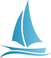 bateau voile bleu océan vecteur logo