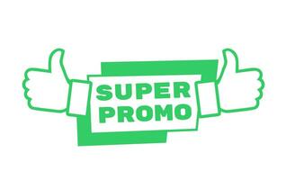 super promo pouce étiquette bannière illustration. vert vecteur élément pour magasin vente au détail