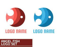 bleu rouge ange poisson animal logo Facile concept conception vecteur illustration