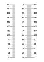 la taille graphique de 50 à 170 centimètres. ensemble de modèles pour mur croissance autocollant. vecteur illustration. mètre mur ou croissance règle.