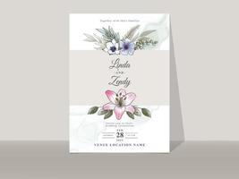 carte d'invitations de mariage floral romantique vecteur