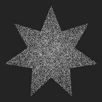 ancien étoile avec Sept des rayons de blanc points sur une foncé Contexte. vecteur demi-teinte élément, bruyant texturé géométrique forme dans pointillé style