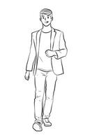 plein longueur homme en marchant pose personnage dessin animé illustration vecteur