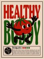 affiche de en bonne santé copain tomate vecteur
