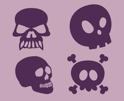 crânes objets violets signes symboles vector illustration résumé avec fond violet