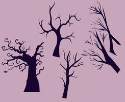 arbres objets noirs signes symboles vector illustration résumé avec fond violet