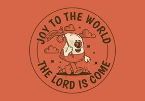 joie à le monde le Seigneur est venir. personnage illustration de en marchant Noël chapeau vecteur