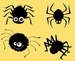 Araignée objets noirs signes symboles vector illustration résumé avec fond jaune